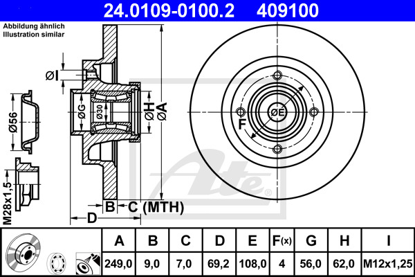 Disc frana 24.0109-0100.2 ATE - Frana disc