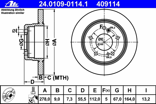 Disc frana 24.0109-0114.1 ATE - Disc frana Disc frana 24.0109-0114.1 ATE - Disc frana