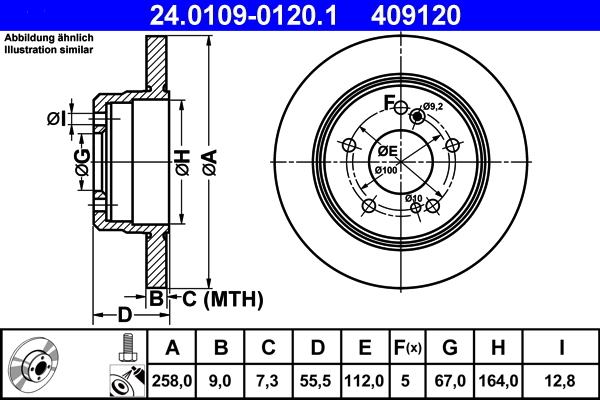 Disc frana 24.0109-0120.1 ATE - Disc frana Disc frana 24.0109-0120.1 ATE - Disc frana