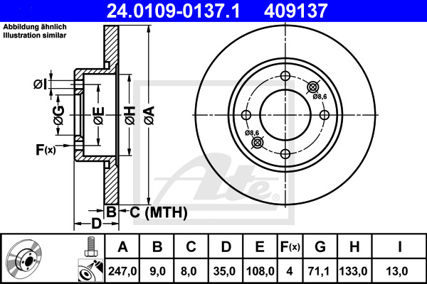 Disc frana 24.0109-0137.1 ATE - Disc frana Disc frana 24.0109-0137.1 ATE - Disc frana