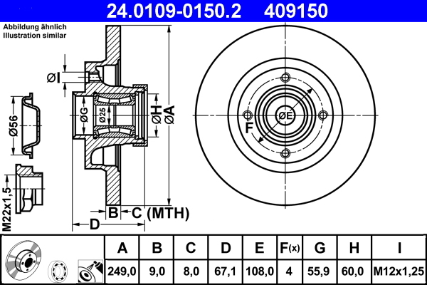 Disc frana 24.0109-0150.2 ATE - Frana disc