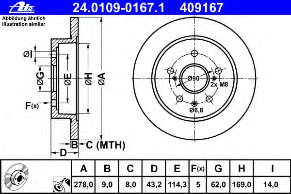 Disc frana 24.0109-0167.1 ATE - Frana disc