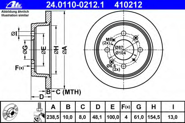 Disc frana 24.0110-0212.1 ATE - Disc frana Disc frana 24.0110-0212.1 ATE - Disc frana