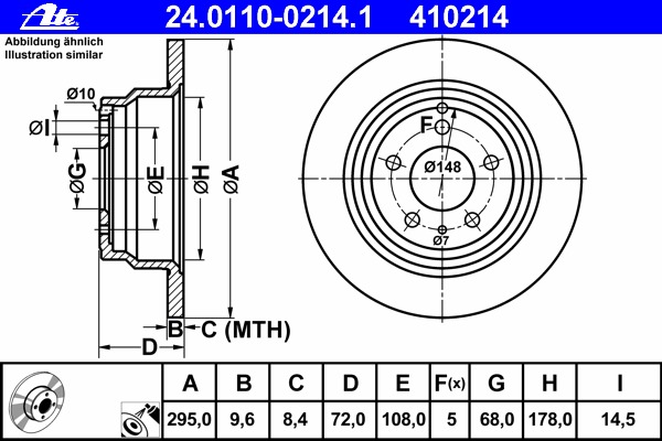 Disc frana 24.0110-0214.1 ATE - Frana disc Disc frana 24.0110-0214.1 ATE - Frana disc