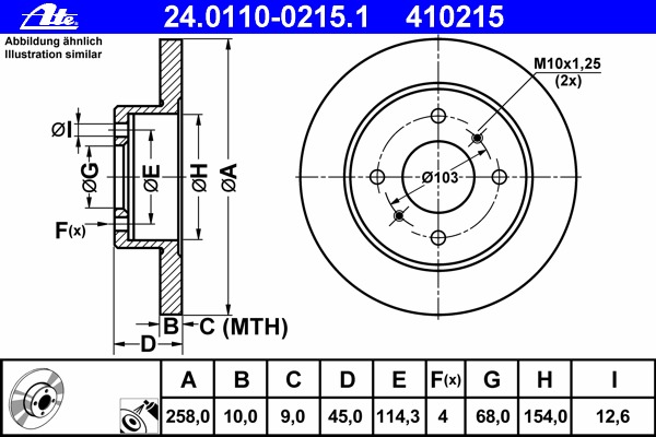 Disc frana 24.0110-0215.1 ATE - Frana disc Disc frana 24.0110-0215.1 ATE - Frana disc