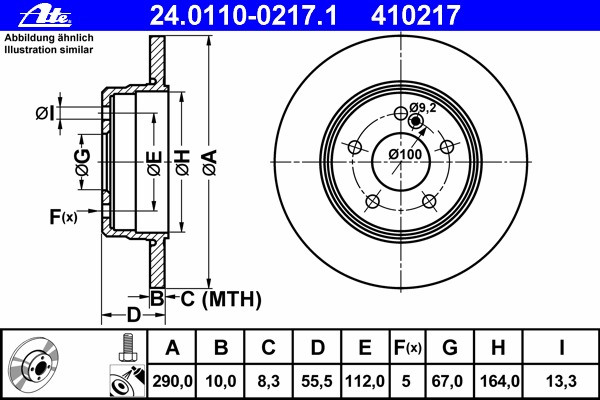 Disc frana 24.0110-0217.1 ATE - Disc frana Disc frana 24.0110-0217.1 ATE - Disc frana
