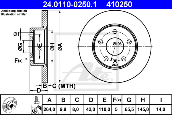 Disc frana 24.0110-0250.1 ATE - Frana disc Disc frana 24.0110-0250.1 ATE - Frana disc