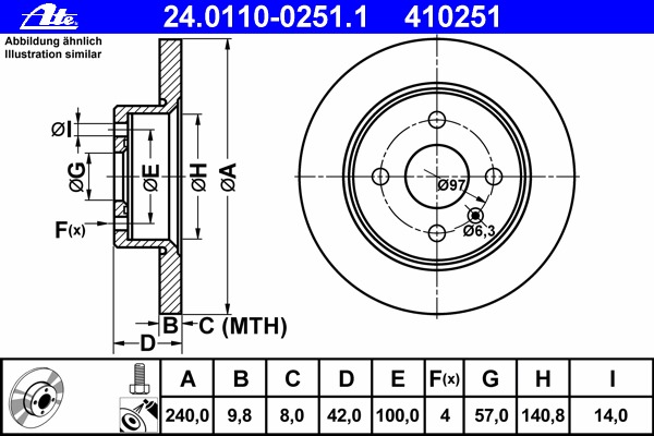 Disc frana 24.0110-0251.1 ATE - Frana disc Disc frana 24.0110-0251.1 ATE - Frana disc