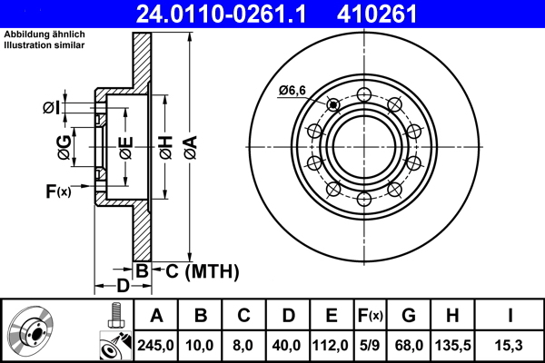 Disc frana 24.0110-0261.1 ATE - Disc frana Disc frana 24.0110-0261.1 ATE - Disc frana