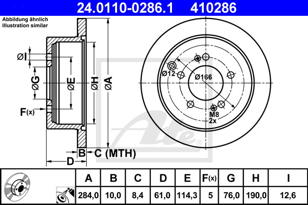 Disc frana 24.0110-0286.1 ATE - Frana disc Disc frana 24.0110-0286.1 ATE - Frana disc