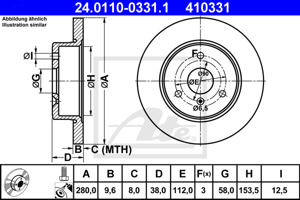 Disc frana 24.0110-0331.1 ATE - Frana disc