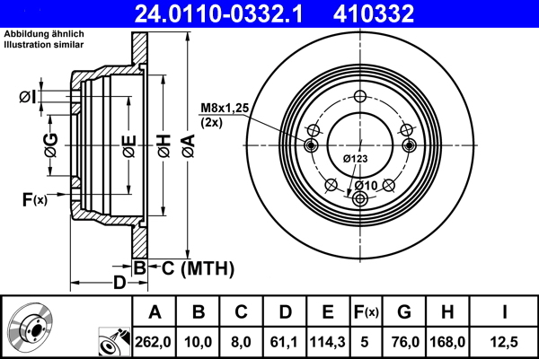 Disc frana 24.0110-0332.1 ATE - Frana disc Disc frana 24.0110-0332.1 ATE - Frana disc