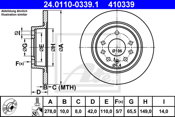 Disc frana 24.0110-0339.1 ATE - Disc frana Disc frana 24.0110-0339.1 ATE - Disc frana