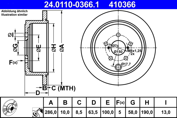 Disc frana 24.0110-0366.1 ATE - Disc frana Disc frana 24.0110-0366.1 ATE - Disc frana