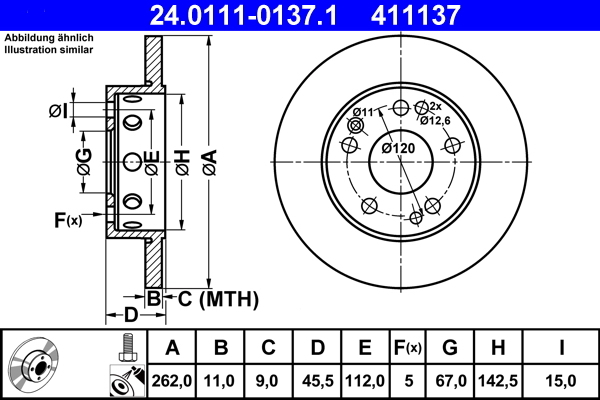 Disc frana 24.0111-0137.1 ATE - Frana disc Disc frana 24.0111-0137.1 ATE - Frana disc