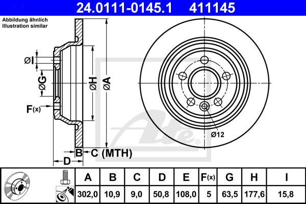 Disc frana 24.0111-0145.1 ATE - Frana disc Disc frana 24.0111-0145.1 ATE - Frana disc
