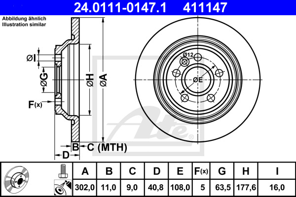 Disc frana 24.0111-0147.1 ATE - Frana disc Disc frana 24.0111-0147.1 ATE - Frana disc