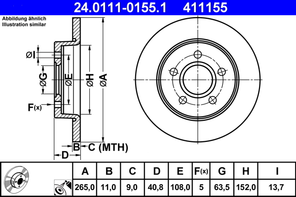 Disc frana 24.0111-0155.1 ATE - Frana disc