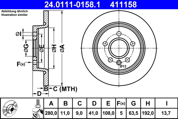 Disc frana 24.0111-0158.1 ATE - Frana disc Disc frana 24.0111-0158.1 ATE - Frana disc
