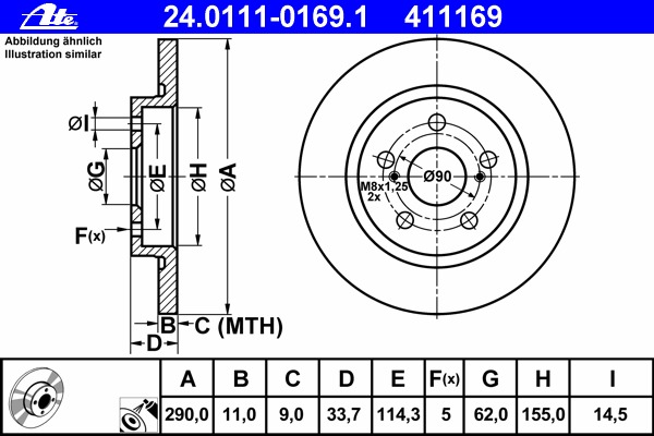 Disc frana 24.0111-0169.1 ATE - Disc frana Disc frana 24.0111-0169.1 ATE - Disc frana