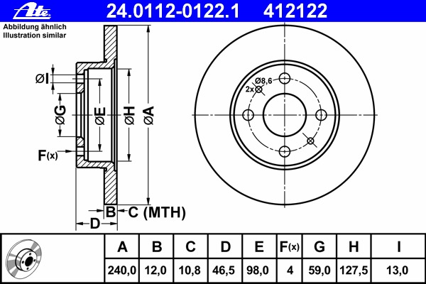 Disc frana 24.0112-0122.1 ATE - Disc frana