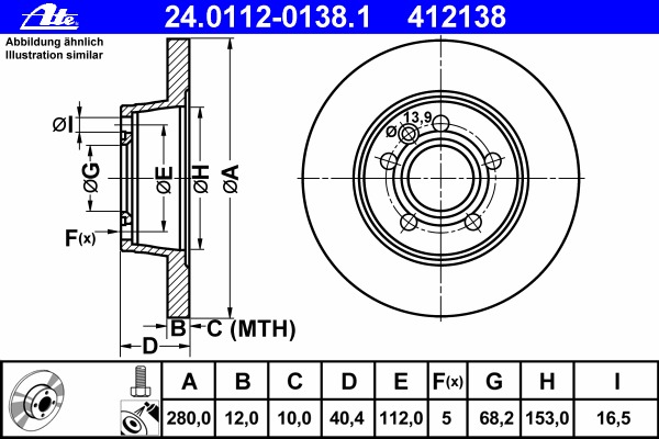 Disc frana 24.0112-0138.1 ATE - Disc frana Disc frana 24.0112-0138.1 ATE - Disc frana