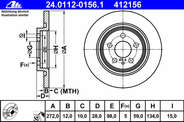 Disc frana 24.0112-0156.1 ATE - Frana disc Disc frana 24.0112-0156.1 ATE - Frana disc