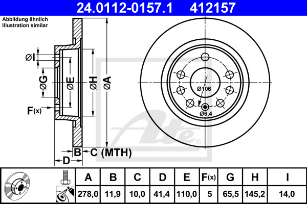 Disc frana 24.0112-0157.1 ATE - Frana disc Disc frana 24.0112-0157.1 ATE - Frana disc