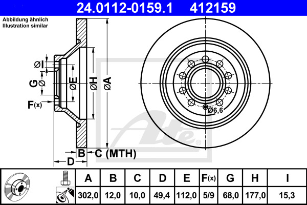 Disc frana 24.0112-0159.1 ATE - Disc frana Disc frana 24.0112-0159.1 ATE - Disc frana