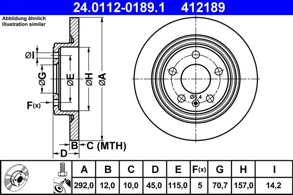 Disc frana 24.0112-0189.1 ATE - Disc frana Disc frana 24.0112-0189.1 ATE - Disc frana