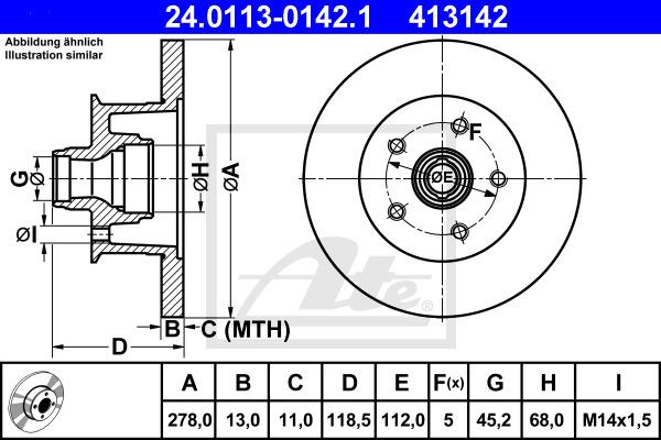 Disc frana 24.0113-0142.1 ATE - Disc frana