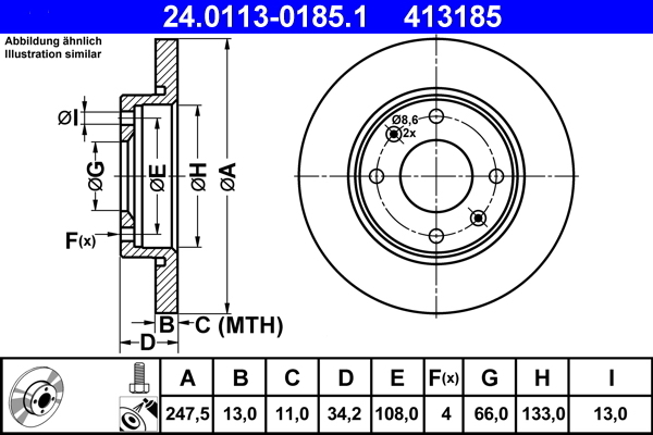 Disc frana 24.0113-0185.1 ATE - Frana disc Disc frana 24.0113-0185.1 ATE - Frana disc
