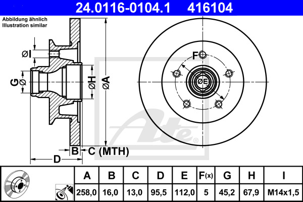 Disc frana 24.0116-0104.1 ATE - Disc frana