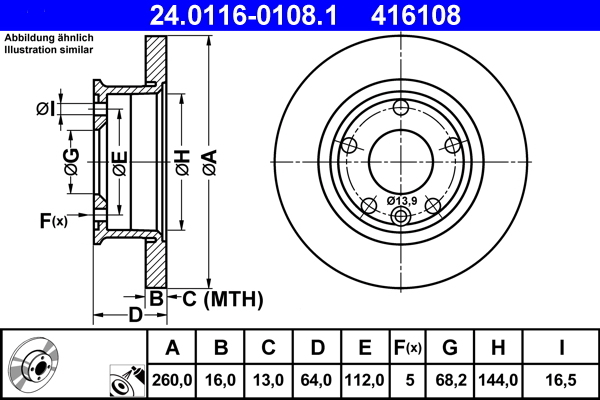 Disc frana 24.0116-0108.1 ATE - Disc frana Disc frana 24.0116-0108.1 ATE - Disc frana