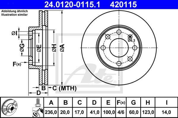 Disc frana 24.0120-0115.1 ATE - Frana disc Disc frana 24.0120-0115.1 ATE - Frana disc