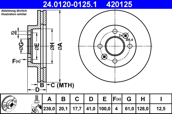 Disc frana 24.0120-0125.1 ATE - Frana disc