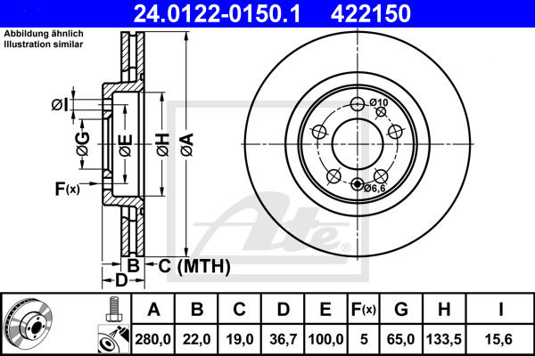 Disc frana 24.0122-0150.1 ATE - Frana disc