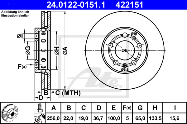 Disc frana 24.0122-0151.1 ATE - Disc frana Disc frana 24.0122-0151.1 ATE - Disc frana