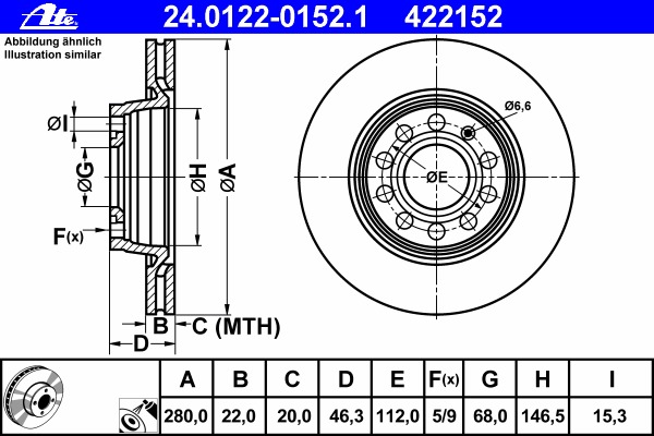 Disc frana 24.0122-0152.1 ATE - Frana disc