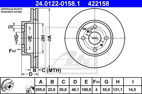 Disc frana 24.0122-0158.1 ATE - Frana disc Disc frana 24.0122-0158.1 ATE - Frana disc