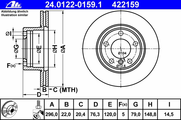 Disc frana 24.0122-0159.1 ATE - Frana disc