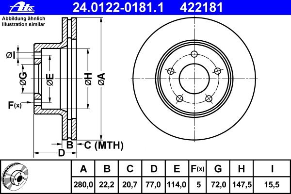 Disc frana 24.0122-0181.1 ATE - Frana disc
