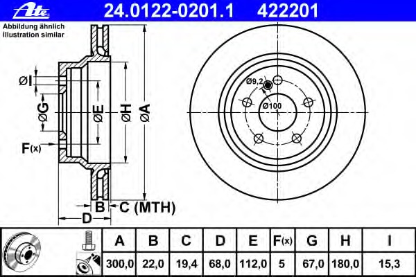 Disc frana 24.0122-0201.1 ATE - Frana disc Disc frana 24.0122-0201.1 ATE - Frana disc