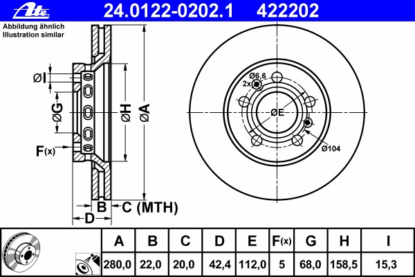 Disc frana 24.0122-0202.1 ATE - Frana disc