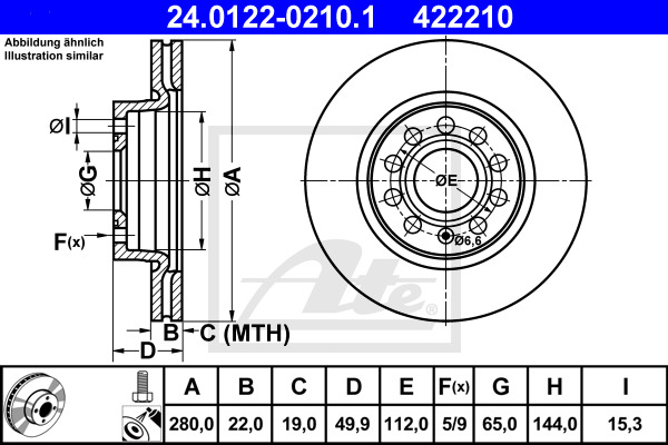 Disc frana 24.0122-0210.1 ATE - Disc frana Disc frana 24.0122-0210.1 ATE - Disc frana