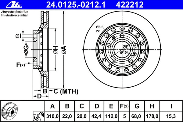 Disc frana 24.0122-0212.1 ATE - Frana disc