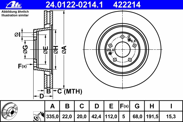 Disc frana 24.0122-0214.1 ATE - Frana disc