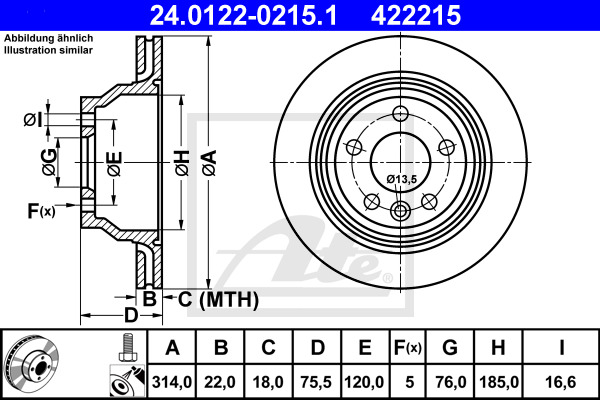 Disc frana 24.0122-0215.1 ATE - Disc frana Disc frana 24.0122-0215.1 ATE - Disc frana