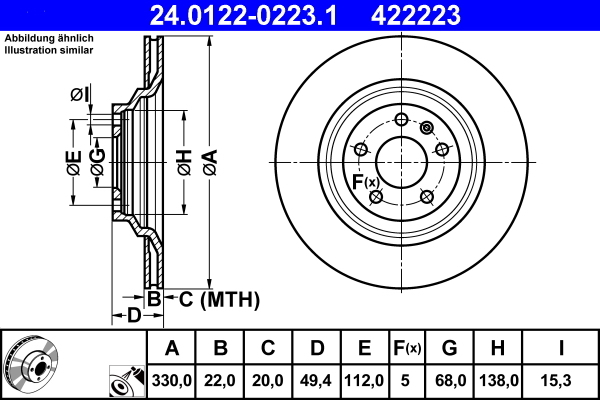 Disc frana 24.0122-0223.1 ATE - Disc frana Disc frana 24.0122-0223.1 ATE - Disc frana