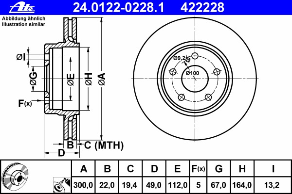 Disc frana 24.0122-0228.1 ATE - Disc frana Disc frana 24.0122-0228.1 ATE - Disc frana